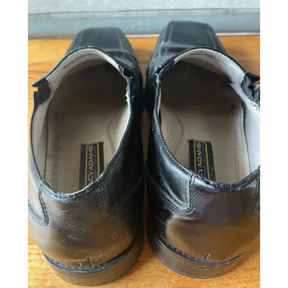 Stacy Adams Mens 8M Black Leather Square Toe Slip On Dress Shoes Loafers